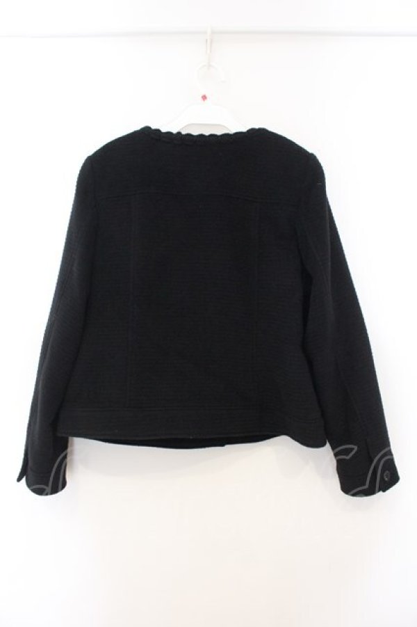 画像3: PINK HOUSE / ポケット付きノーカラージャケット  クロ O-26-01-15-106-LO-JA-IG-OS (3)