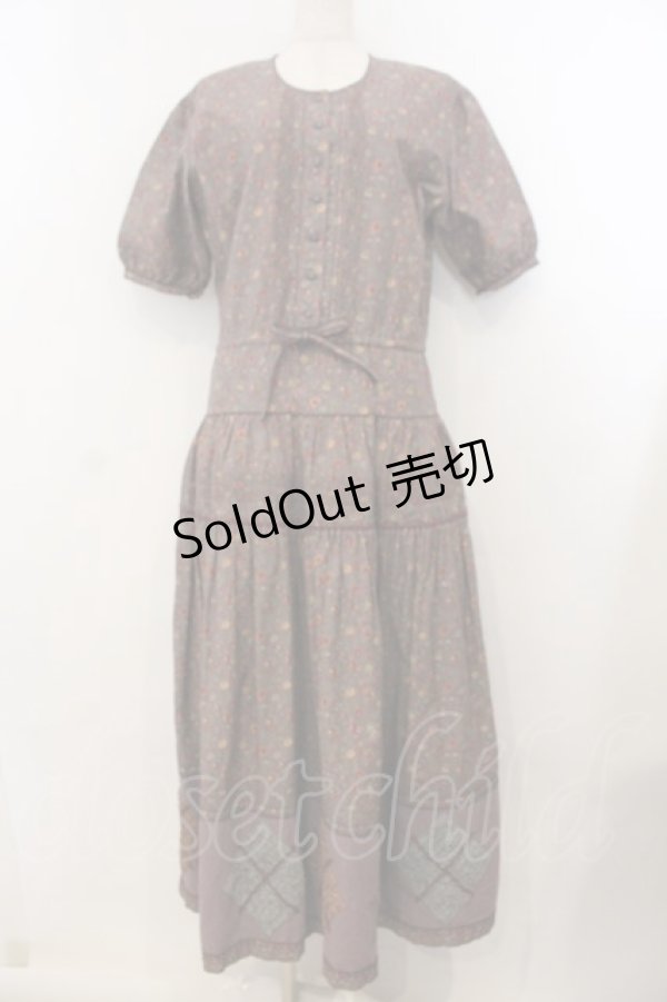 画像1: KANEKO ISAO / 花柄タックワンピース  パープル O-26-01-15-107-EL-OP-IG-OS (1)