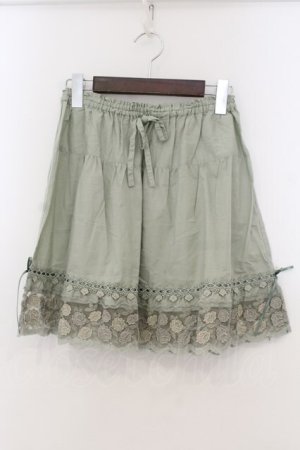 画像: PINK HOUSE / ローズ刺繍入りミニスカート  薄荷 O-26-01-15-109-LO-SK-IG-ZT0118N