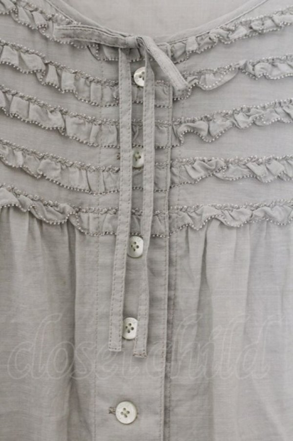 画像2: PINK HOUSE / ピコフリル半袖ブラウス  薄荷 O-26-01-15-110-LO-BL-IG-OS (2)