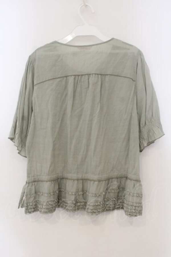 画像4: PINK HOUSE / ピコフリル半袖ブラウス  薄荷 O-26-01-15-110-LO-BL-IG-OS (4)