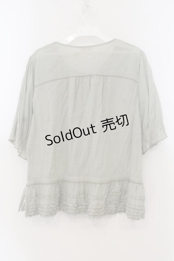 画像4: PINK HOUSE / ピコフリル半袖ブラウス  薄荷 O-26-01-15-110-LO-BL-IG-ZT275 (4)