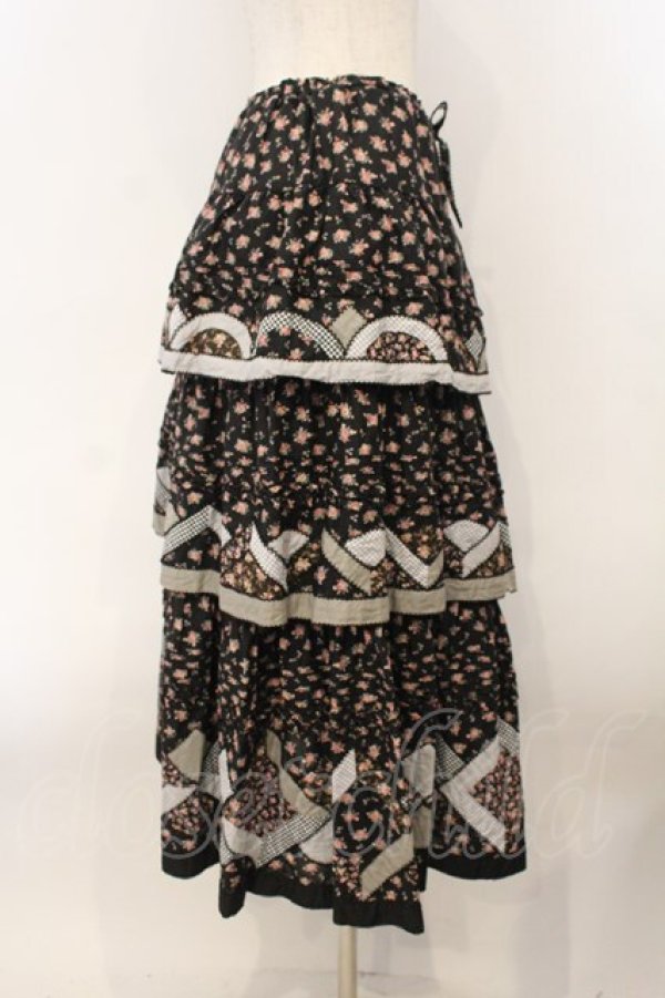画像4: PINK HOUSE / パッチワークローズ柄スカート  クロ O-26-01-15-116-LO-SK-IG-OS (4)