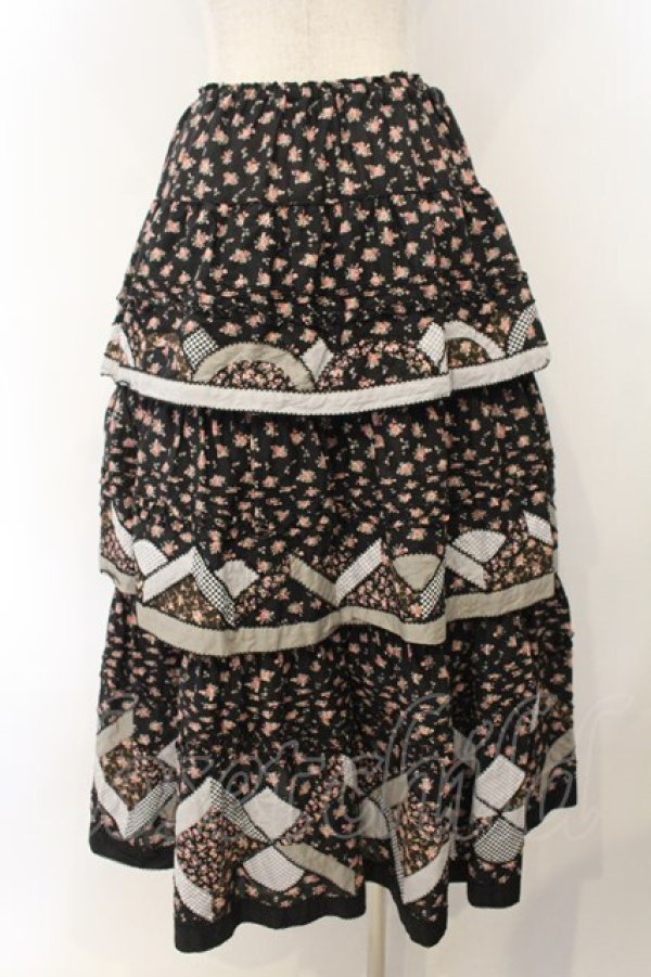 画像5: PINK HOUSE / パッチワークローズ柄スカート  クロ O-26-01-15-116-LO-SK-IG-OS (5)