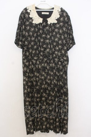 画像: KANEKO ISAO / レースカラーフラワーワンピース  クロ O-26-01-15-023-EL-OP-IG-ZT0118N