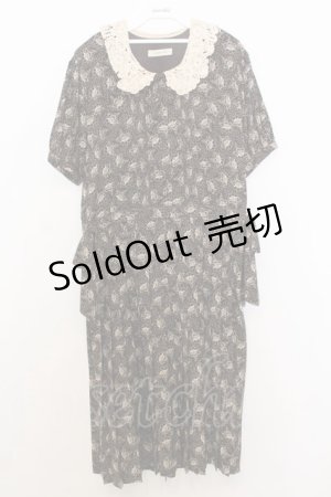 画像: KANEKO ISAO / レースカラーフラワーワンピース  ブラウン O-26-01-15-024-EL-OP-IG-ZT0118N