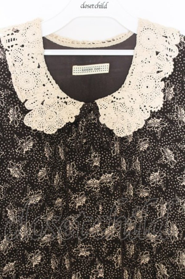 画像2: KANEKO ISAO / レースカラーフラワーワンピース  ブラウン O-26-01-15-024-EL-OP-IG-OS (2)