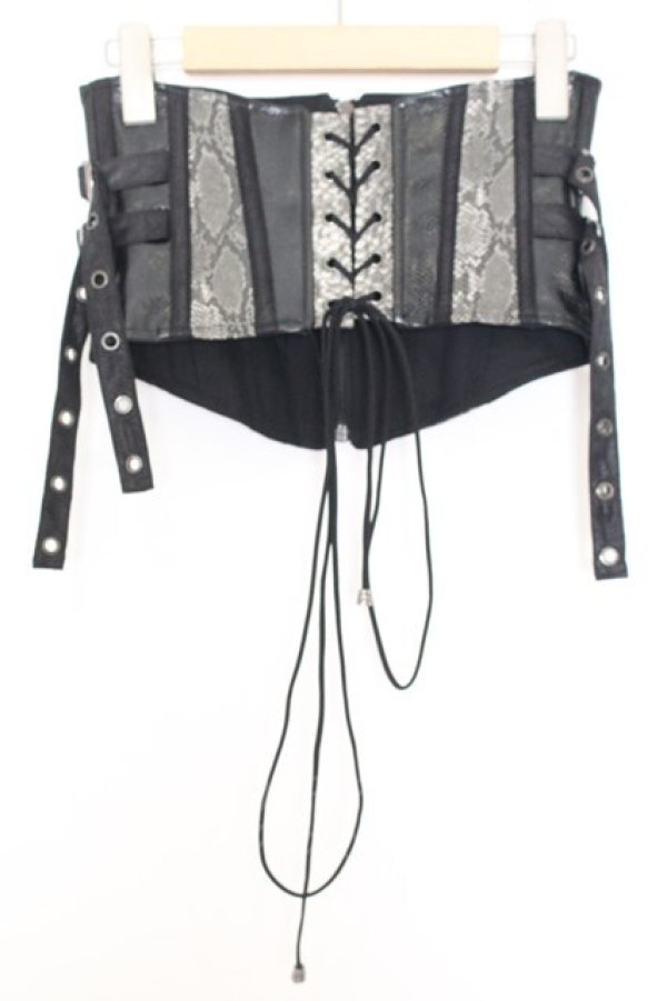 画像3: Qutie Frash / パイソンコルセット  ブラック×グレー O-26-01-16-041-QU-TO-IG-OS (3)