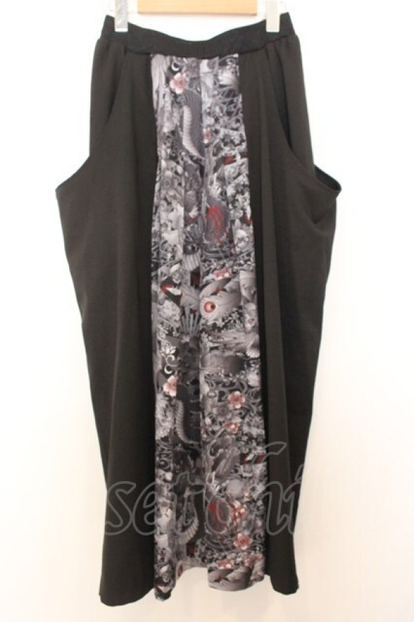 画像1: Qutie Frash / 和柄プリーツスカート  ブラック O-26-01-16-042-QU-SK-IG-OS (1)