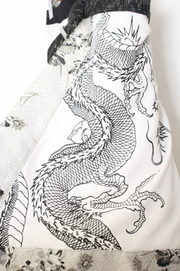 画像2: Qutie Frash / ラップ付きサルエルパンツ  ホワイト×ブラック O-26-01-16-044-QU-PA-IG-OS (2)