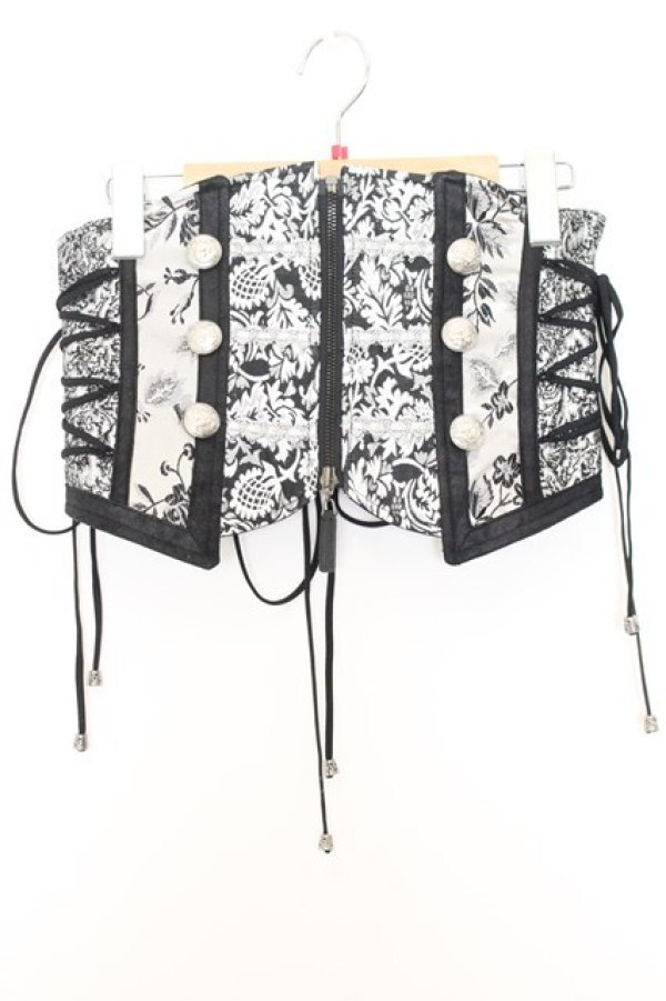 画像1: Qutie Frash / 2021プレミアム銀麗-GINREI- コルセット  シルバー×ブラック O-26-01-16-045-QU-TO-IG-OS (1)