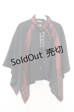 画像: Qutie Frash / 2023年プレミアム 宵鶴ポンチョ  ブラック×レッド O-26-01-16-048-QU-JA-IG-ZY