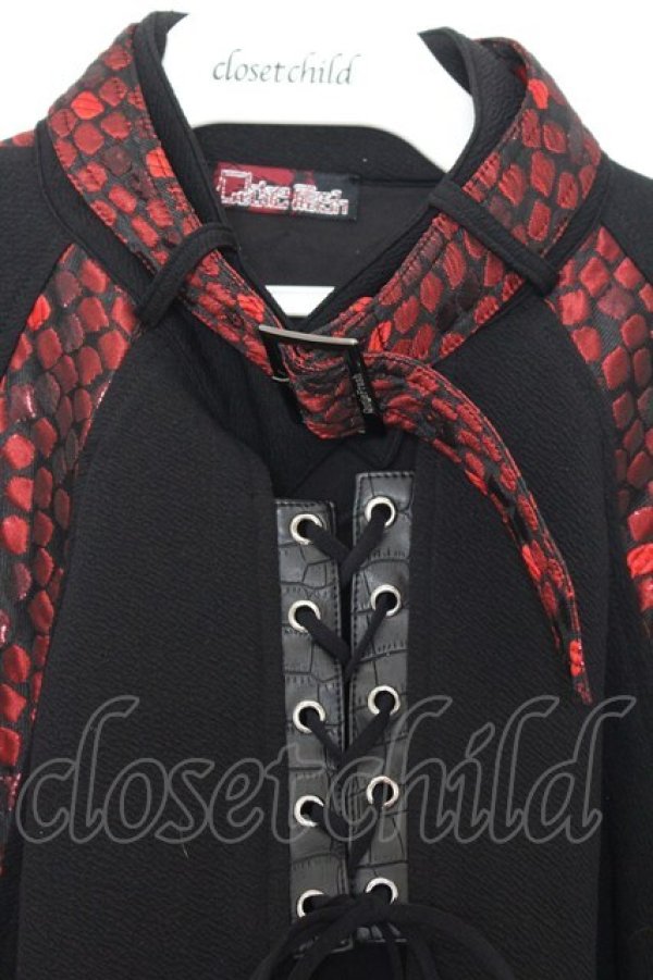 画像2: Qutie Frash / 2023年プレミアム 宵鶴ポンチョ  ブラック×レッド O-26-01-16-048-QU-JA-IG-OS (2)