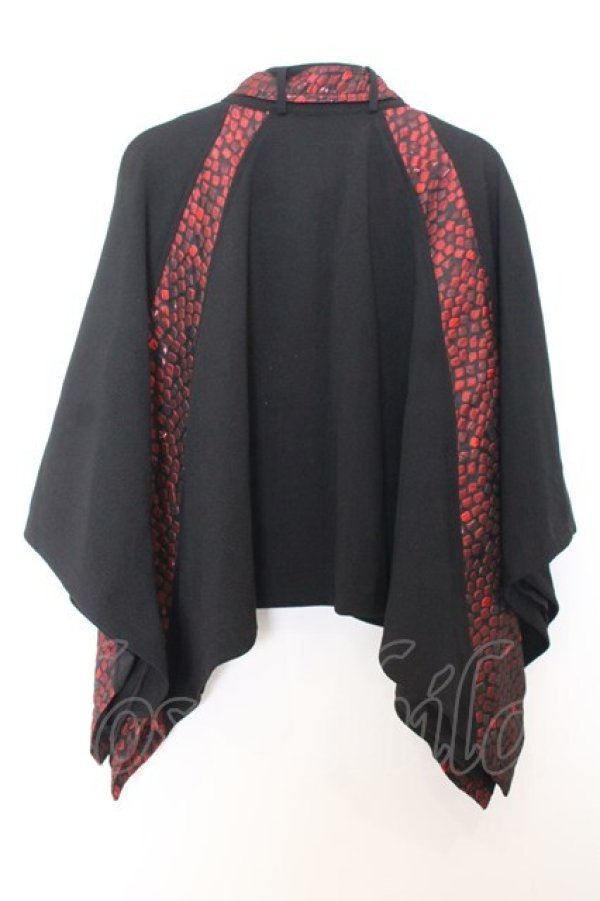 画像4: Qutie Frash / 2023年プレミアム 宵鶴ポンチョ  ブラック×レッド O-26-01-16-048-QU-JA-IG-OS (4)