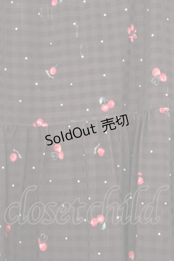 画像2: LODISPOTTO / さくらんぼ柄シアーチェックスカート  クロ O-26-01-16-006-LO-SK-IG-ZT547 (2)