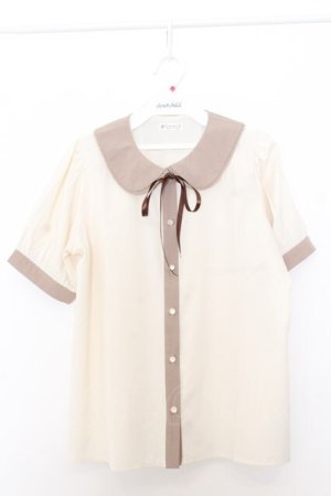画像: axes femme / バイカラー丸襟ブラウス F アイボリー O-26-01-16-057-AX-BL-YM-ZT0119P