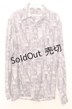 画像: AXES-X / 北欧建物プリントシャツ M パープル O-26-01-16-058-LO-BL-YM-OS