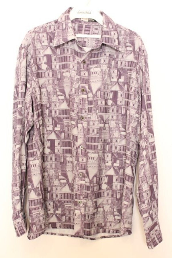 画像1: AXES-X / 北欧建物プリントシャツ M パープル O-26-01-16-058-LO-BL-YM-OS (1)