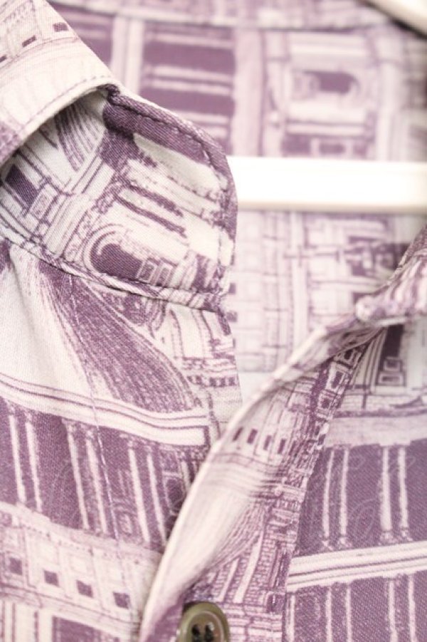 画像2: AXES-X / 北欧建物プリントシャツ M パープル O-26-01-16-058-LO-BL-YM-OS (2)