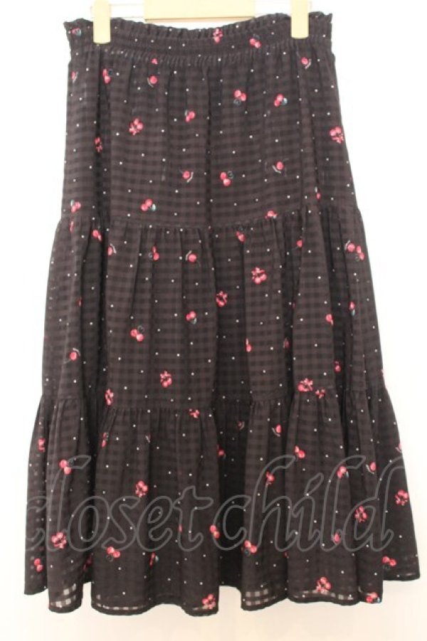 画像3: LODISPOTTO / さくらんぼ柄シアーチェックスカート  クロ O-26-01-16-006-LO-SK-IG-OS (3)