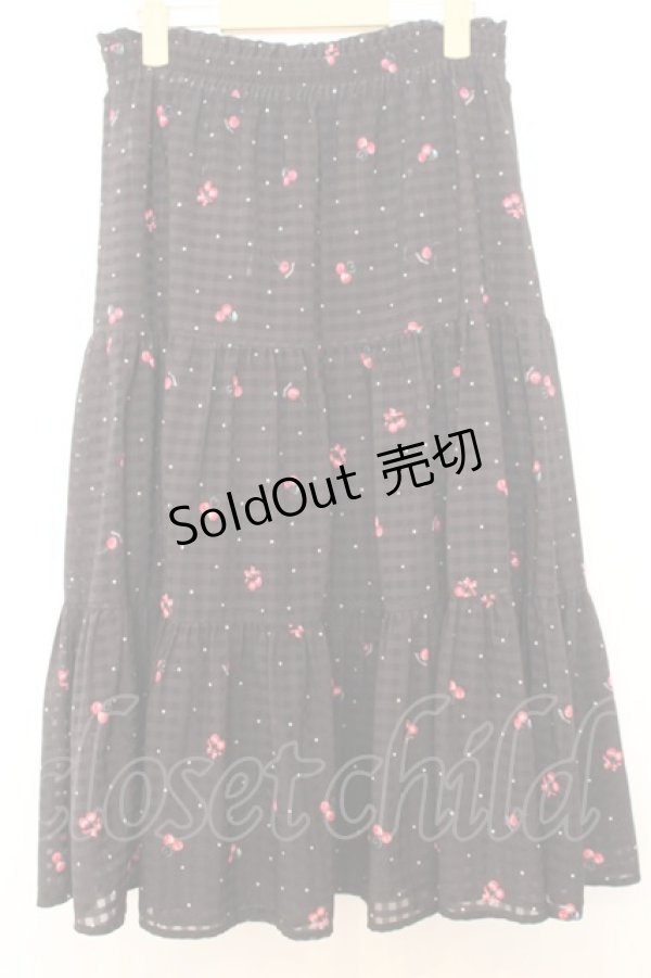 画像3: LODISPOTTO / さくらんぼ柄シアーチェックスカート  クロ O-26-01-16-006-LO-SK-IG-ZT547 (3)