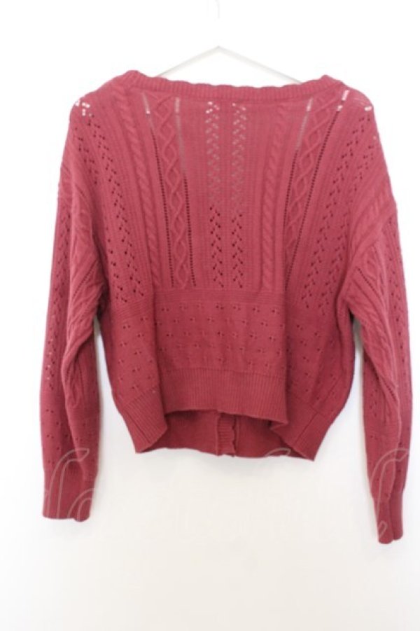 画像3: axes femme / 透かし編みニットカーディガン F レッド O-26-01-16-060-AX-TO-YM-OS (3)