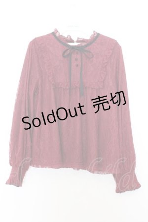 画像: axes femme / 総レースジャガードトップス F ワイン O-26-01-16-061-AX-TO-YM-ZT548