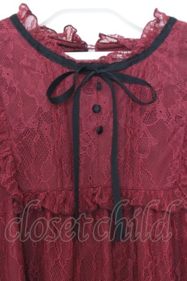 画像2: axes femme / 総レースジャガードトップス F ワイン O-26-01-16-061-AX-TO-YM-OS (2)