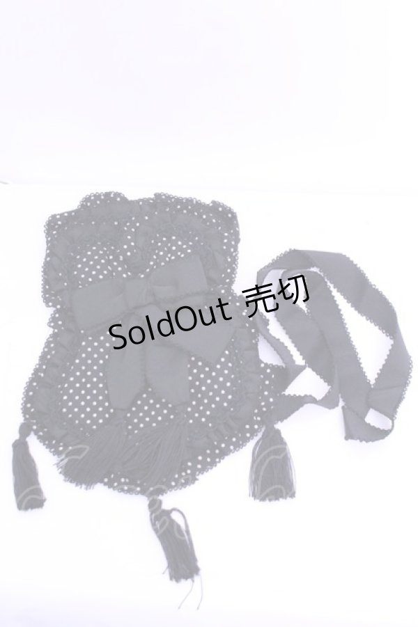 画像1: KANEKO ISAO / ピコフリルレース切り替え瓢箪ポシェット  クロ×ドット O-26-01-16-1059-EL-BG-IG-OS (1)
