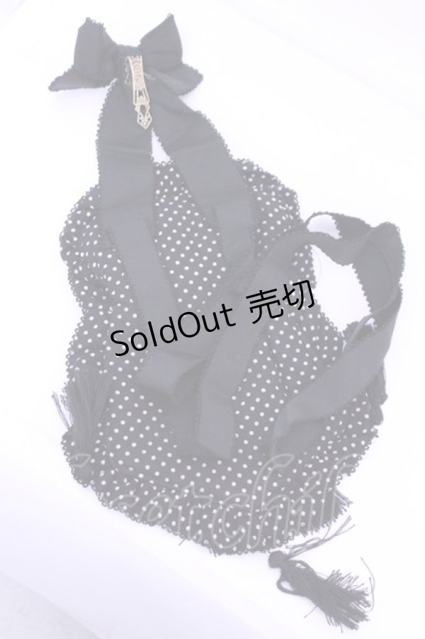 画像2: KANEKO ISAO / ピコフリルレース切り替え瓢箪ポシェット  クロ×ドット O-26-01-16-1059-EL-BG-IG-OS (2)