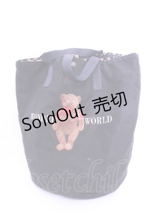 画像: PINK HOUSE / 刺繍入り円柱バッグ  クロ　くま O-26-01-16-1060-LO-BG-IG-OS