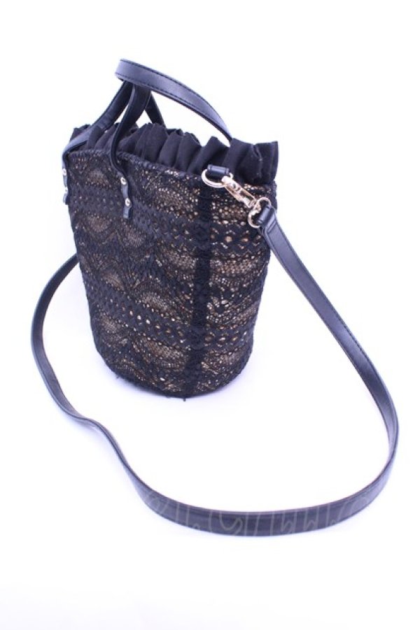 画像2: axes femme / レース×雑材バッグ  ナチュラル×クロ O-26-01-16-1064-AX-BG-OW-OS (2)