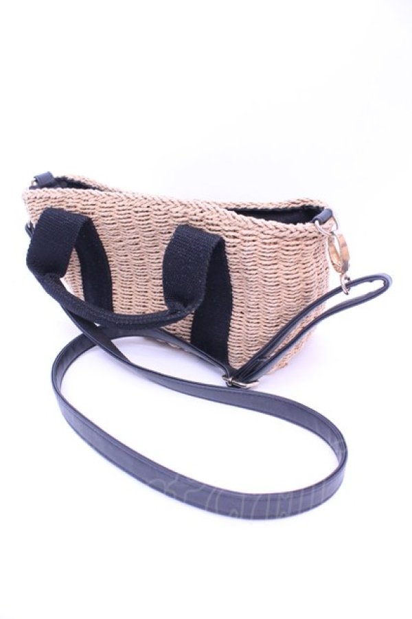 画像2: axes femme / 5つリボン麦わらショルダーバッグ  ナチュラル×クロ O-26-01-16-1065-AX-BG-OW-OS (2)