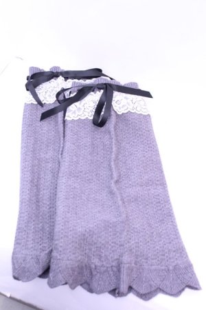 画像: axes femme / レース×ニットレッグカバー  杢グレー O-26-01-16-1078-AX-ZA-OW-OS