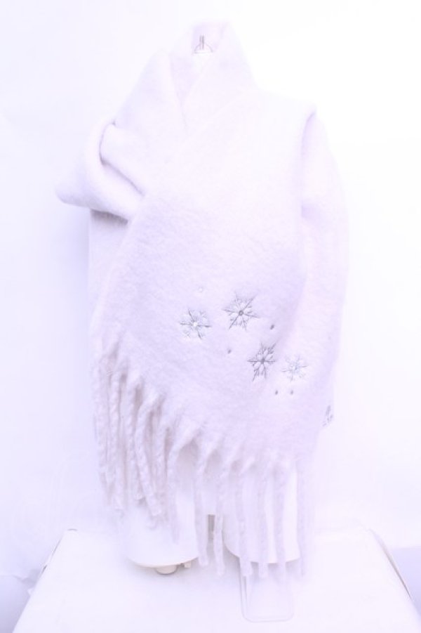 画像1: axes femme / 雪の結晶刺繍ストール  キナリ O-26-01-16-1084-AX-ZA-OW-OS (1)