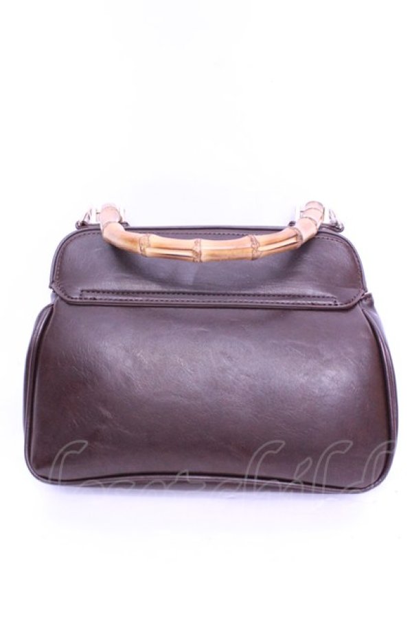 画像2: an another angelus / バンブーハンドルレトロフラップハンドバッグ  ブラウン O-26-01-16-1092-CA-BG-OW-OS (2)