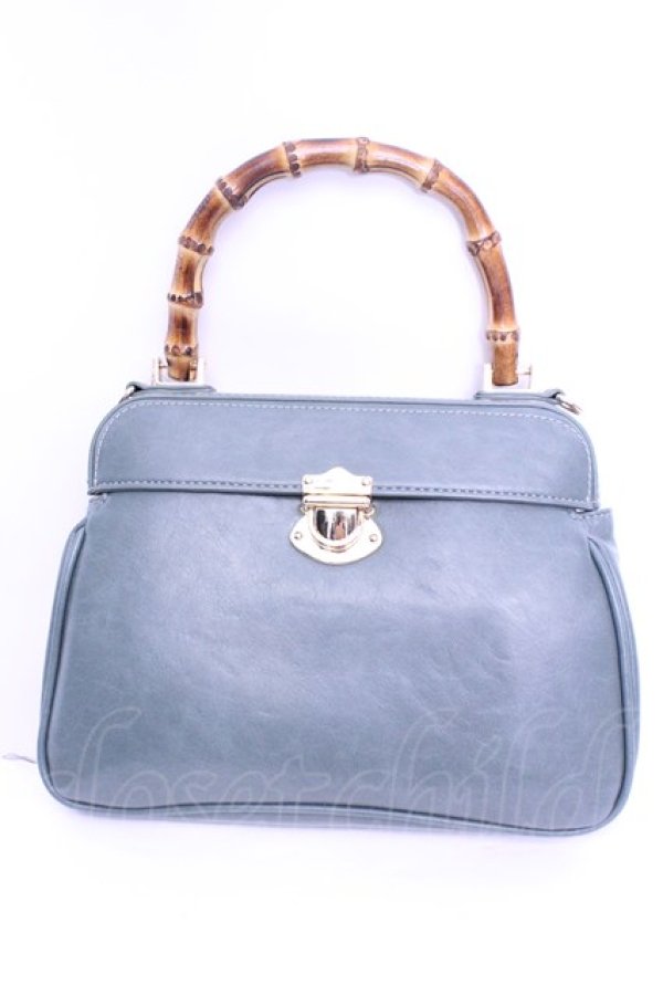 画像1: an another angelus / バンブーハンドルレトロフラップハンドバッグ  グリーン O-26-01-16-1093-CA-BG-OW-OS (1)