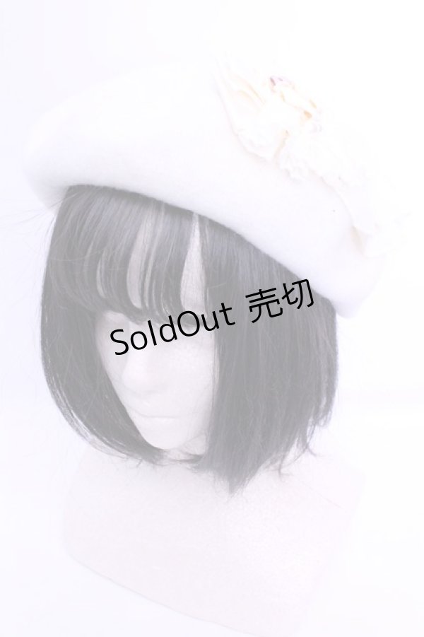 画像1: axes femme / プチバラ使いウールベレー  キナリ O-26-01-16-1012-AX-AC-OW-ZT171 (1)