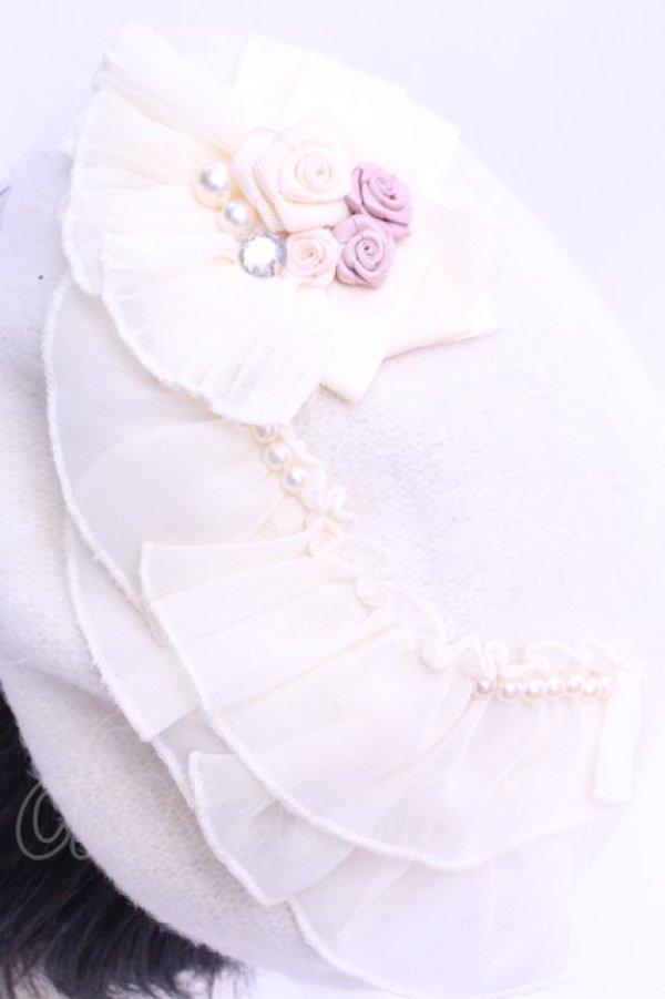 画像2: axes femme / プチバラ使いウールベレー  キナリ O-26-01-16-1012-AX-AC-OW-OS (2)