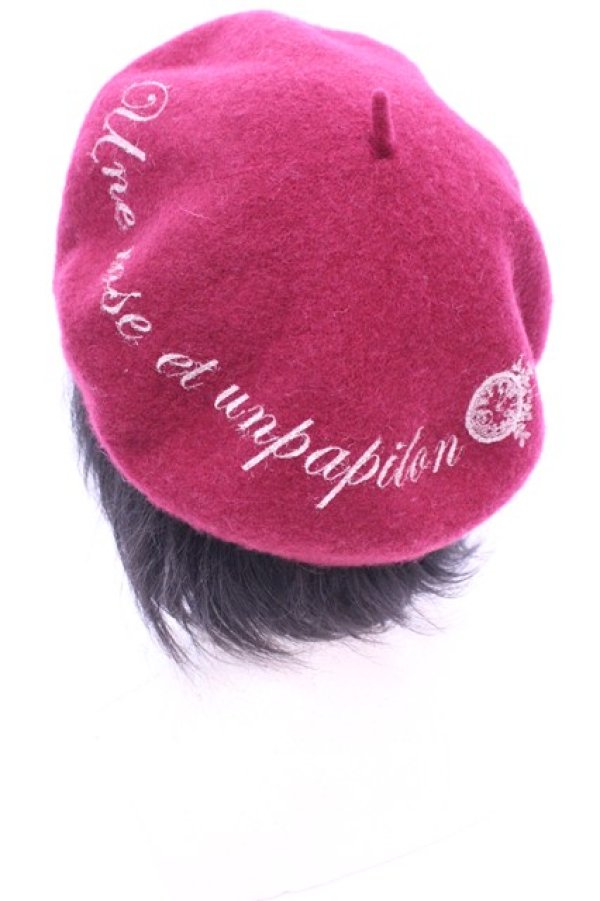 画像2: axes femme POETIQUE / ロゴプリントベレー 56-58cm ワイン O-26-01-16-1013-AX-AC-OW-OS (2)