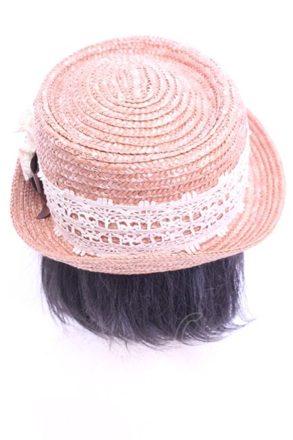 画像3: axes femme / 巻きバラ付き雑材ポークパイ帽  ナチュラル O-26-01-16-1014-AX-AC-OW-OS (3)