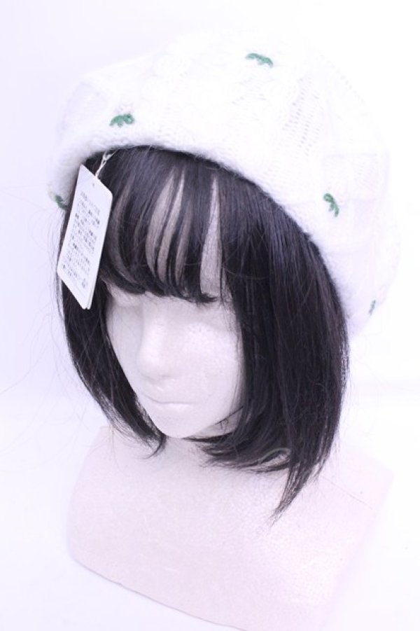 画像1: Franche Lippee / 薔薇モチーフニットベレー F ミルク O-26-01-16-1017-LO-AC-OW-OS (1)