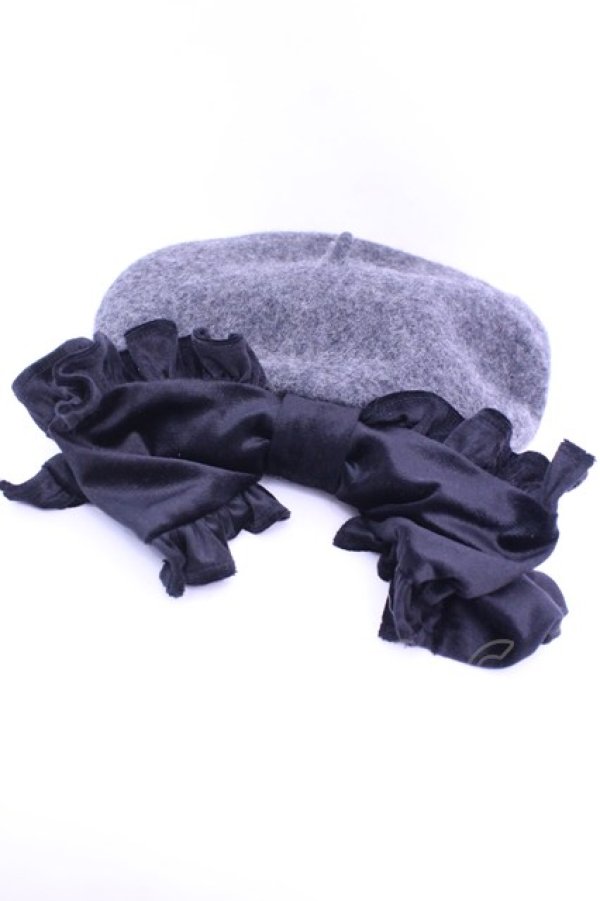 画像3: Starry by lilLilly / フリルリボンベレー帽  グレー O-26-01-16-1002-EL-AC-OW-OS (3)