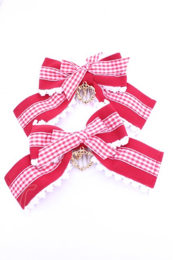 画像1: BABY,THE STARS SHINE BRIGHT / Hearty Ginghamリボンコーム  えんじ O-26-01-16-1022-BA-AC-OW-OS (1)