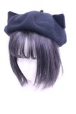 画像1: 水曜日のアリス / 猫耳ベレー帽  クロ O-26-01-16-1003-EL-AC-OW-OS (1)