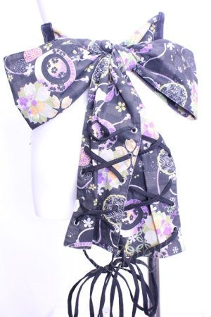 画像: gouk (kikou) / 着物帯風カマーバンド  ブラック O-26-01-16-1032-0-TO-OW-OS