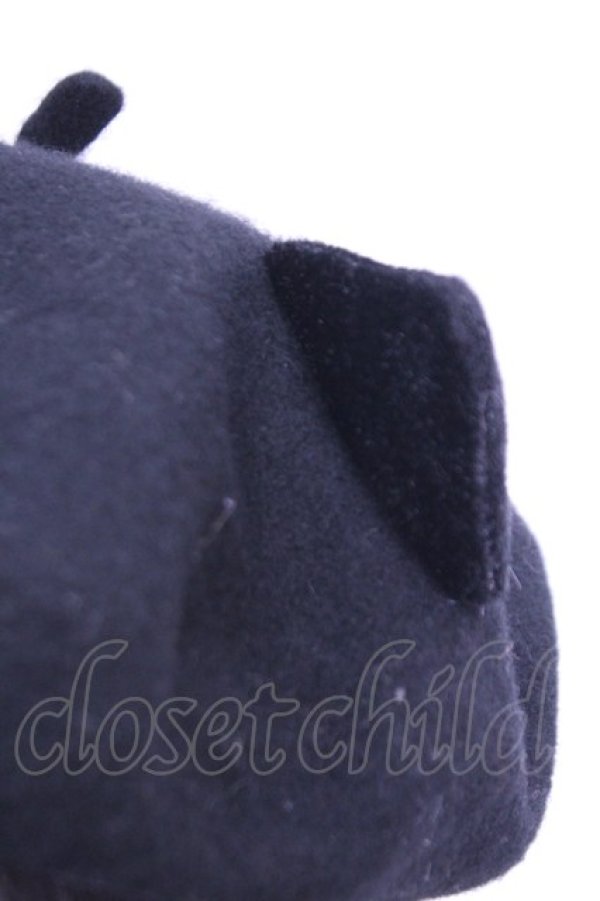 画像2: 水曜日のアリス / 猫耳ベレー帽  クロ O-26-01-16-1003-EL-AC-OW-OS (2)