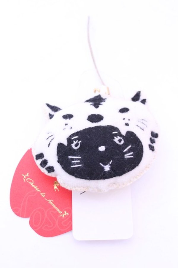 画像1: Franche Lippee / とらねこストラップ  シロ×クロ O-26-01-16-1042-LO-ZA-OW-OS (1)