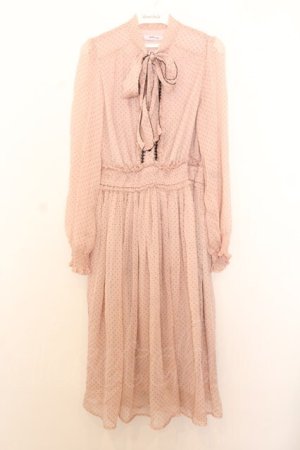 画像: Ank Rouge / ドットシフォンフリルロングワンピース M ピンク O-26-01-16-008-CA-OP-OW-ZT0119P