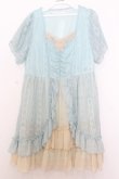 画像1: axes femme / 胸元蝶レースミニワンピース M ミントブルー O-26-01-16-014-AX-OP-OW-OS (1)